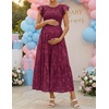 image:imageZESICA Womens Summer Floral Boho Smocked Flowy Maxi DressWine