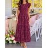 image:imageZESICA Womens Summer Floral Boho Smocked Flowy Maxi DressWine