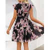 image:imageZESICA Womens Summer Floral Chiffon Beach Mini DressBlack