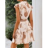 image:imageZESICA Womens Summer Floral Chiffon Beach Mini DressBrown