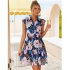 image:imageZESICA Womens Summer Floral Chiffon Beach Mini DressDarkblue