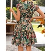 image:imageZESICA Womens Summer Floral Chiffon Beach Mini DressDarkgreen