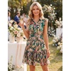 image:imageZESICA Womens Summer Floral Chiffon Beach Mini DressDarkgreen