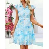 image:imageZESICA Womens Summer Floral Chiffon Beach Mini DressLightblue