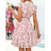 image:imageZESICA Womens Summer Floral Chiffon Beach Mini DressLightpink