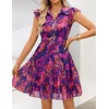 image:imageZESICA Womens Summer Floral Chiffon Beach Mini DressPurple