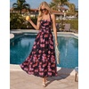 image:imageZESICA Womens Summer Floral Halter Off the Shoulder Maxi DressBlack
