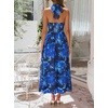 image:imageZESICA Womens Summer Floral Halter Off the Shoulder Maxi DressDarkblue