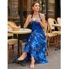 image:imageZESICA Womens Summer Floral Halter Off the Shoulder Maxi DressDarkblue