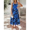 image:imageZESICA Womens Summer Floral Halter Off the Shoulder Maxi DressDarkblue