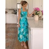 image:imageZESICA Womens Summer Floral Halter Off the Shoulder Maxi DressGreen