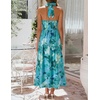 image:imageZESICA Womens Summer Floral Halter Off the Shoulder Maxi DressGreen