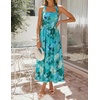 image:imageZESICA Womens Summer Floral Halter Off the Shoulder Maxi DressGreen