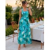 image:imageZESICA Womens Summer Floral Halter Off the Shoulder Maxi DressGreen
