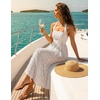 image:imageZESICA Womens Summer Floral Halter Off the Shoulder Maxi DressPoint White