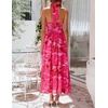 image:imageZESICA Womens Summer Floral Halter Off the Shoulder Maxi DressRose
