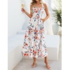image:imageZESICA Womens Summer Floral Halter Off the Shoulder Maxi DressWhite