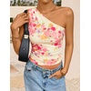 image:imageZESICA Womens Summer Floral Mesh Off Shoulder Y2k Tank TopApricot