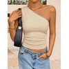 image:imageZESICA Womens Summer Floral Mesh Off Shoulder Y2k Tank TopBeige
