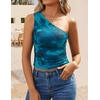 image:imageZESICA Womens Summer Floral Mesh Off Shoulder Y2k Tank TopBlue