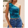 image:imageZESICA Womens Summer Floral Mesh Off Shoulder Y2k Tank TopBlue