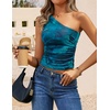 image:imageZESICA Womens Summer Floral Mesh Off Shoulder Y2k Tank TopBlue