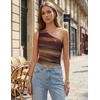 image:imageZESICA Womens Summer Floral Mesh Off Shoulder Y2k Tank TopBrown