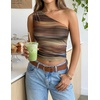 image:imageZESICA Womens Summer Floral Mesh Off Shoulder Y2k Tank TopBrown