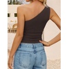 image:imageZESICA Womens Summer Floral Mesh Off Shoulder Y2k Tank TopCoffee