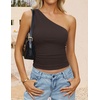 image:imageZESICA Womens Summer Floral Mesh Off Shoulder Y2k Tank TopCoffee
