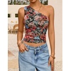 image:imageZESICA Womens Summer Floral Mesh Off Shoulder Y2k Tank TopFloral Black