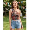 image:imageZESICA Womens Summer Floral Mesh Off Shoulder Y2k Tank TopFloral Black