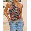 image:imageZESICA Womens Summer Floral Mesh Off Shoulder Y2k Tank TopFloral Black