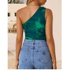 image:imageZESICA Womens Summer Floral Mesh Off Shoulder Y2k Tank TopGreen