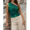 image:imageZESICA Womens Summer Floral Mesh Off Shoulder Y2k Tank TopGreen