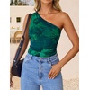 image:imageZESICA Womens Summer Floral Mesh Off Shoulder Y2k Tank TopGreen