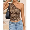 image:imageZESICA Womens Summer Floral Mesh Off Shoulder Y2k Tank TopLeopard