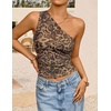 image:imageZESICA Womens Summer Floral Mesh Off Shoulder Y2k Tank TopLeopard