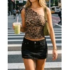 image:imageZESICA Womens Summer Floral Mesh Off Shoulder Y2k Tank TopLeopard