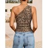 image:imageZESICA Womens Summer Floral Mesh Off Shoulder Y2k Tank TopLeopard