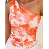 image:imageZESICA Womens Summer Floral Mesh Off Shoulder Y2k Tank TopOrange