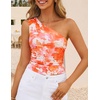 image:imageZESICA Womens Summer Floral Mesh Off Shoulder Y2k Tank TopOrange