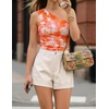 image:imageZESICA Womens Summer Floral Mesh Off Shoulder Y2k Tank TopOrange