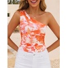 image:imageZESICA Womens Summer Floral Mesh Off Shoulder Y2k Tank TopOrange