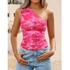 image:imageZESICA Womens Summer Floral Mesh Off Shoulder Y2k Tank TopPink