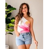 image:imageZESICA Womens Summer Floral Mesh Off Shoulder Y2k Tank TopWhite