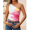 image:imageZESICA Womens Summer Floral Mesh Off Shoulder Y2k Tank TopWhite