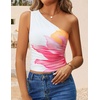 image:imageZESICA Womens Summer Floral Mesh Off Shoulder Y2k Tank TopWhite