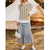 image:imageZESICA Womens Summer Floral Print Short Sleeve Knit Sweater VestApricot