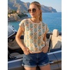 image:imageZESICA Womens Summer Floral Print Short Sleeve Knit Sweater VestApricot